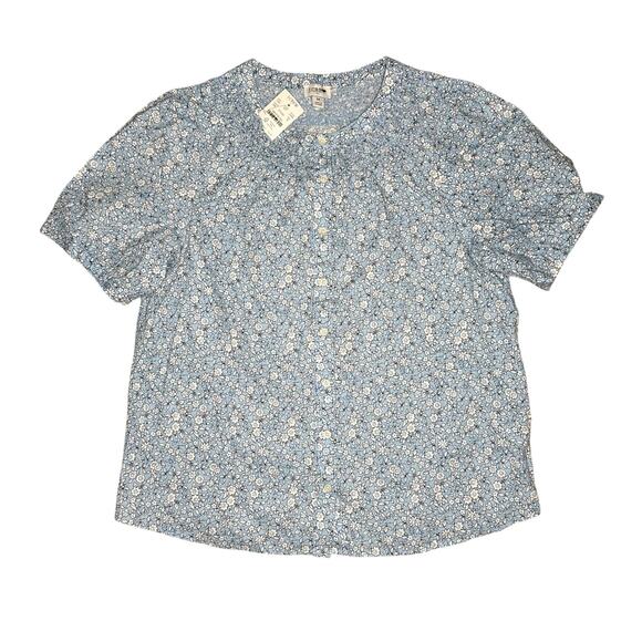 NWT J. Crew Linen-Blend Short-Sleeve Smock-Neck Top Size M - Picture 4 of 7